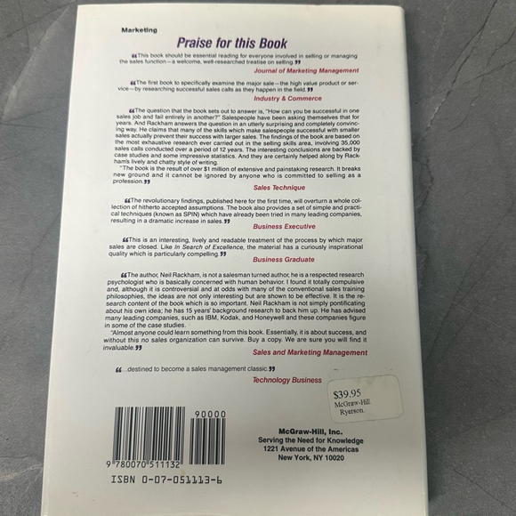 NEIL RACKHAM SPIN Selling Sales Method Hardcover - Picture 6 of 6